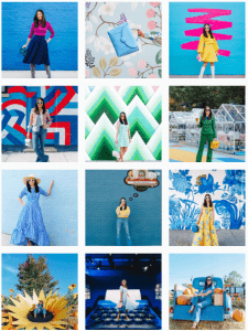 Instagram grid layout - coloured blocks